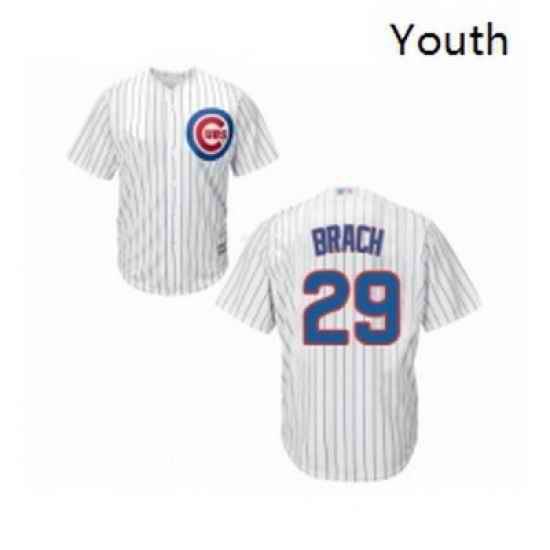 Youth Chicago Cubs 29 Brad Brach Authentic White Home Cool Base Baseball Jersey